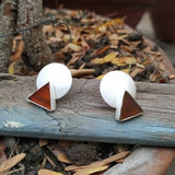 Small Geometric Silver Studs With Rust Stone