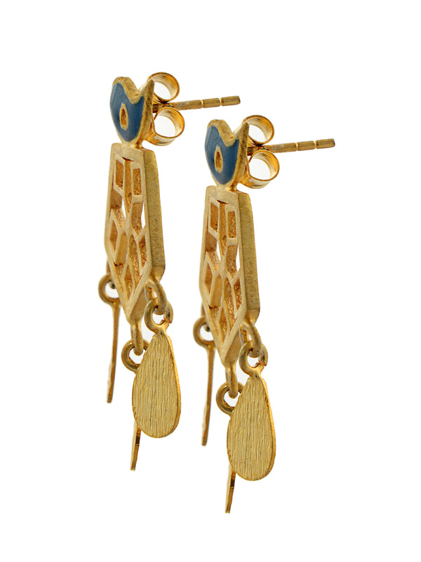 925 Silver Gold Tone Pentagon Bird Studs