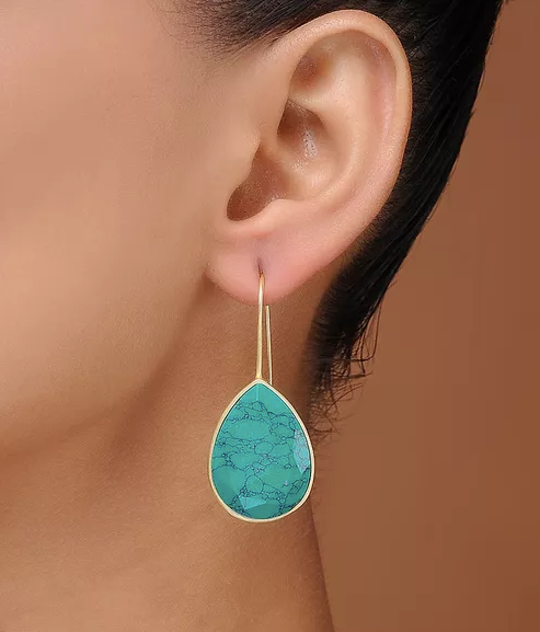 925 Silver Earring With Turquoise Stone!