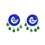 Blue Green 925 Silver Peacock Earrings!