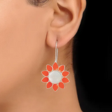 Orange 925 silver Earring with Mother of Pearl!