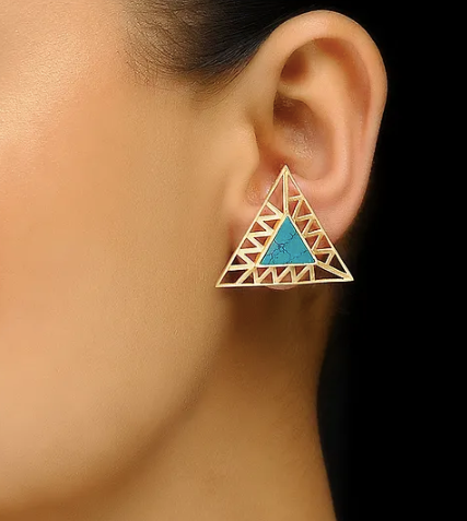 925 Silver Turquoise Pyramid Earring!
