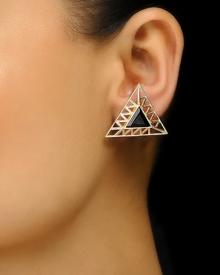 925 Silver Black Pyramid Earring!