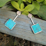 925 Silver Long Stud Earring With Turquoise Stone