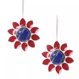 Red Blue 925 silver long Dangler Earring