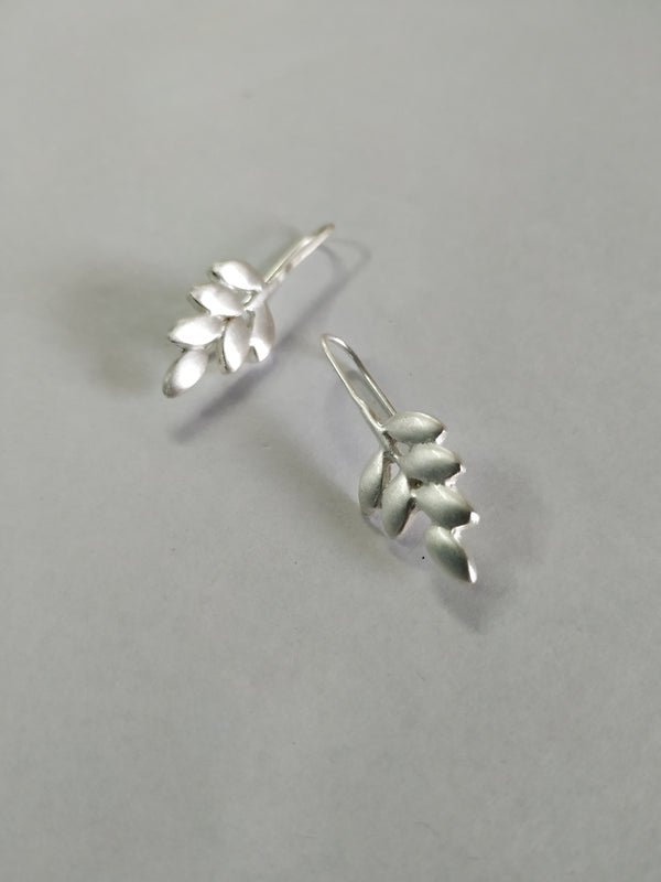 925 Silver Matt Finish Leaf Earring