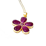 Beautiful Light Weight Flower Pendant in Bright Pink Stone With Long Chain