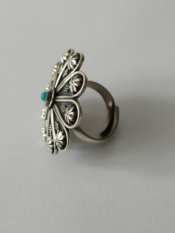 Oxidised 925 Silver Adjustable Ring
