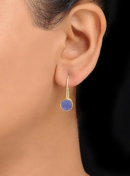 Small Silver Earring With Druzy Agate