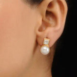 925 Silver Small Pearl Stud With CZ On Top