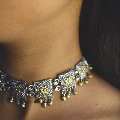 92.5 Silver-Gold Plated necklace set with earrings!