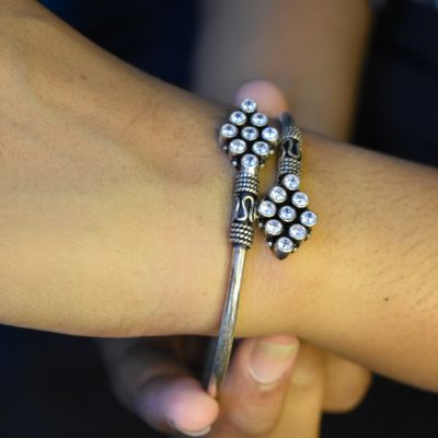 92.5 Silver openable bracelet with cz stones!