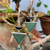 92.5 silver dangler earrings with semiprecious stone and enamel work.