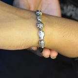 92.5 Silver openable charm bracelet with leather string!