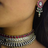 92.5 Silver-Oxidised Necklace set with earrings!