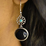 92.5 silver dangler earrings with black onyx and turquoise!