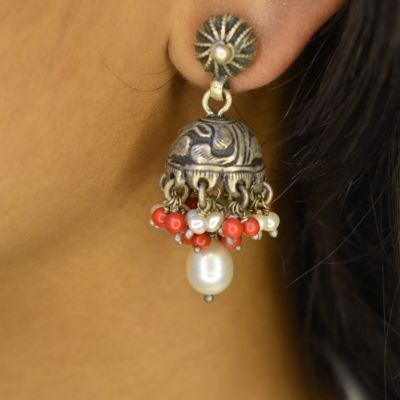 92.5 Silver Jhumki with oxidised finish!