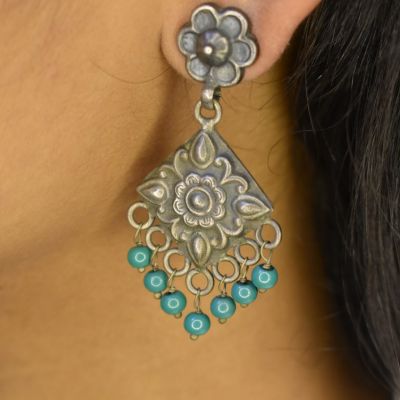 92.5 Silver danglers with turquoise beads!