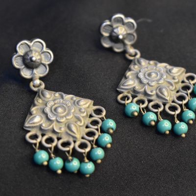 92.5 Silver danglers with turquoise beads!