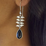 92.5 silver dangler earring with black drop stone.
