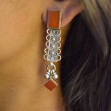 92.5 Silver danglers with rust coloured stone!