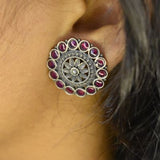 92.5 Silver studs with ruby coloured stones!
