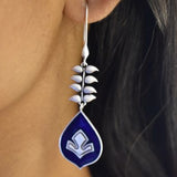 92.5 silver dangler earrings with enamel work on the drop.