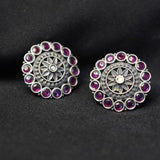 92.5 Silver studs with ruby coloured stones!