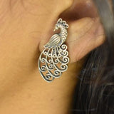 92.5 Silver peacock studs!