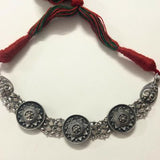 92.5 Silver-Oxidised Necklace with traditional work-Only Necklace