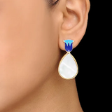 Mother of Pearl long 925 Silver Earrings!