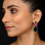 Three layered 925 Silver Gemstone Danglers