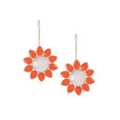 Orange 925 silver Earring with Mother of Pearl!