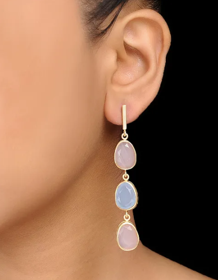 Three layered 925 Silver Gemstone Danglers!