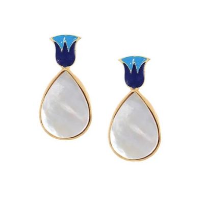 Mother of Pearl long 925 Silver Earrings!