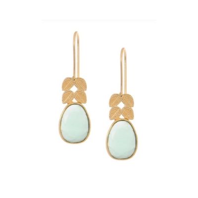 925 Silver Long Aqua Leaf Earring With Long Hook!