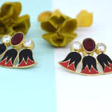925 Silver Papyrus Flower Enamel Earrings!