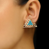 925 Silver Turquoise Pyramid Earring!