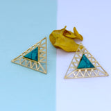 925 Silver Turquoise Pyramid Earring!