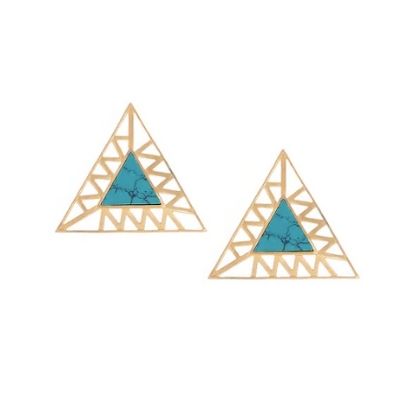 925 Silver Turquoise Pyramid Earring!