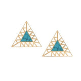 925 Silver Turquoise Pyramid Earring!