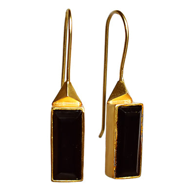 925 Silver Long Black Cuboid Earring!