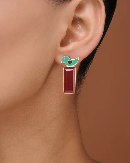 925 Silver Turquoise Bird Earring!
