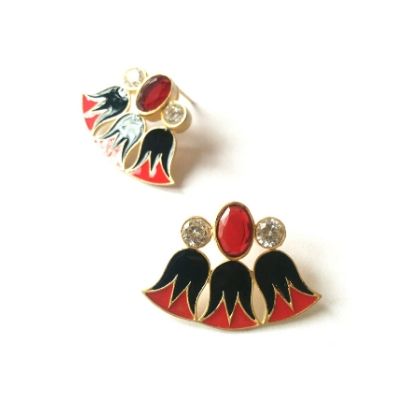 925 Silver Papyrus Flower Enamel Earrings!