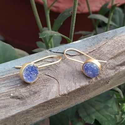Small Silver Earring With Druzy Agate