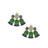 925 Silver Papyrus Flower Enamel Earrings!
