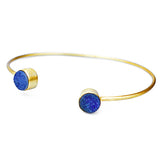 Gold Toned Sterling Silver Open Cuff Bracelet With Natural Druzy
