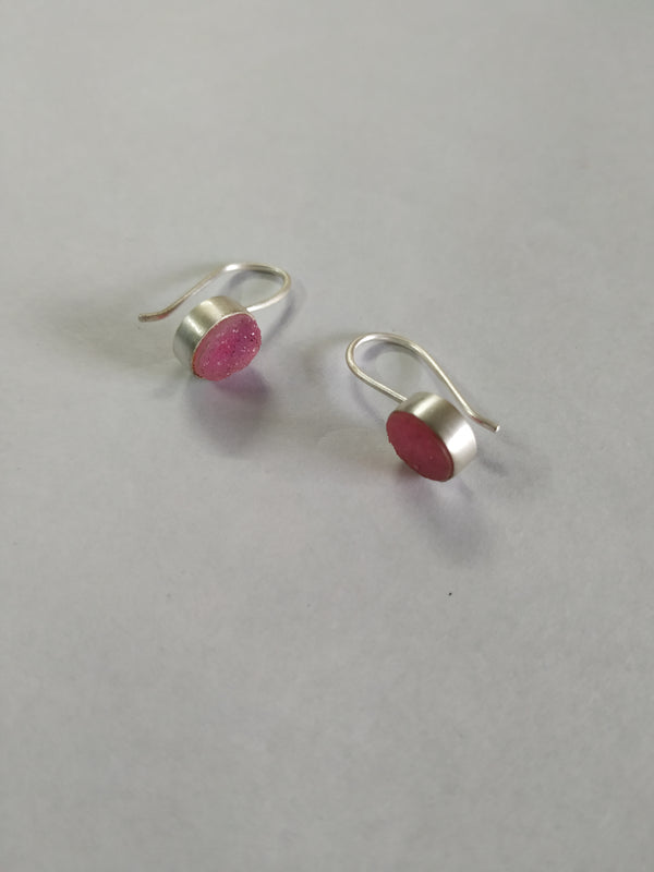 Small Silver Earring With Druzy Agate