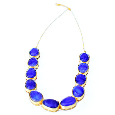 Classic 925 Silver Necklace With Calibrated Lapiz