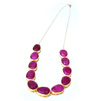 Classic 925 Silver Necklace With Calibrated Pink Stone